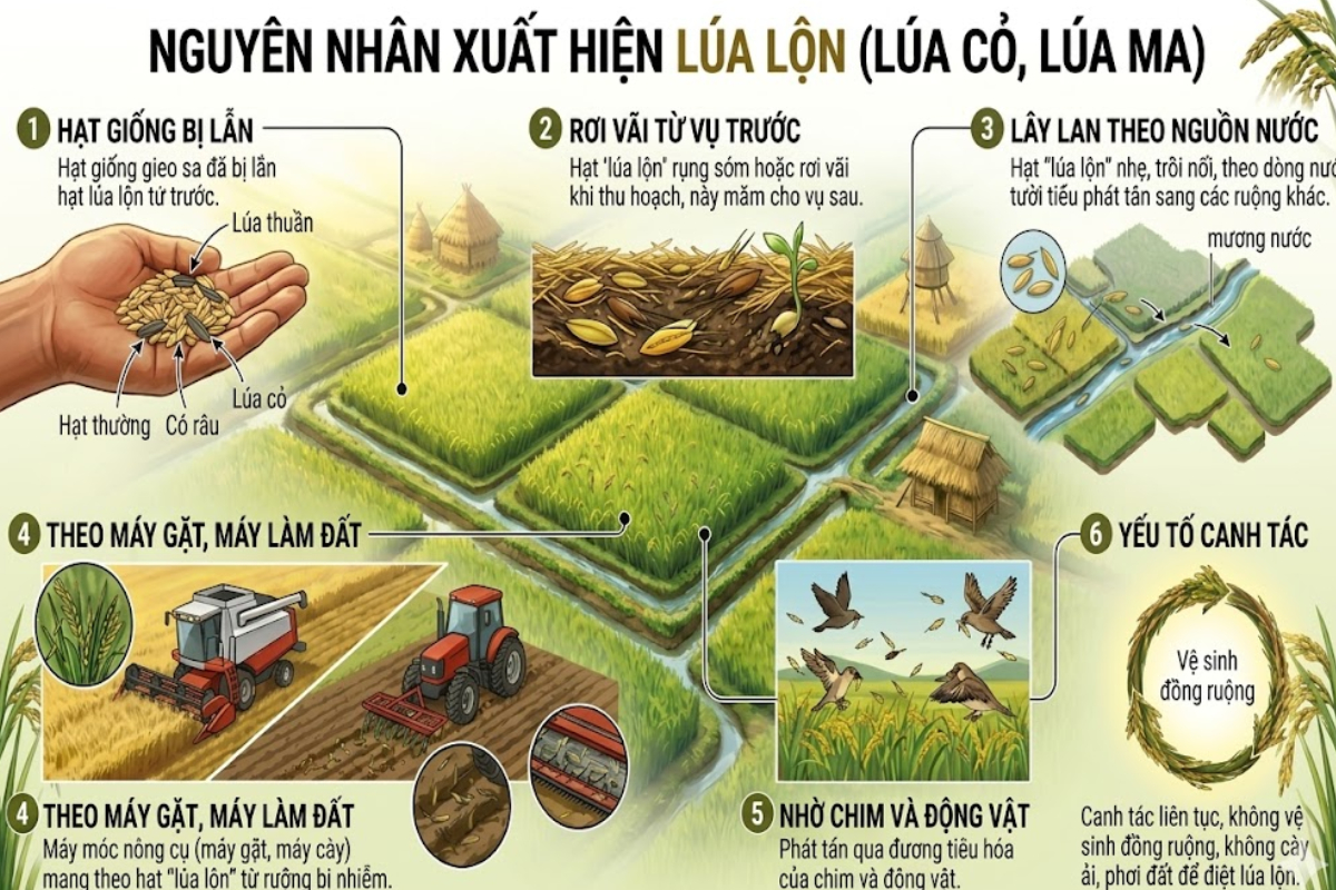 Nguyên nhân xuất hiện lúa lộn lúa ma