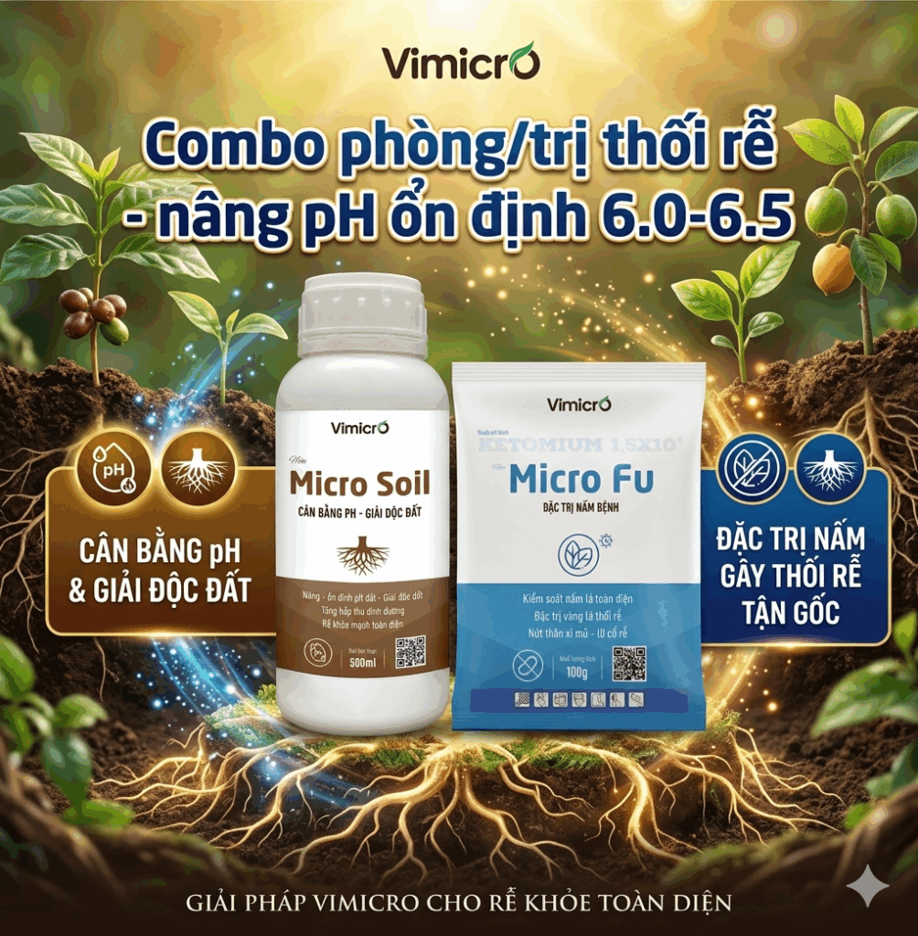 Combo phòng/trị thối rễ - nâng pH ổn định 6.0-6.5